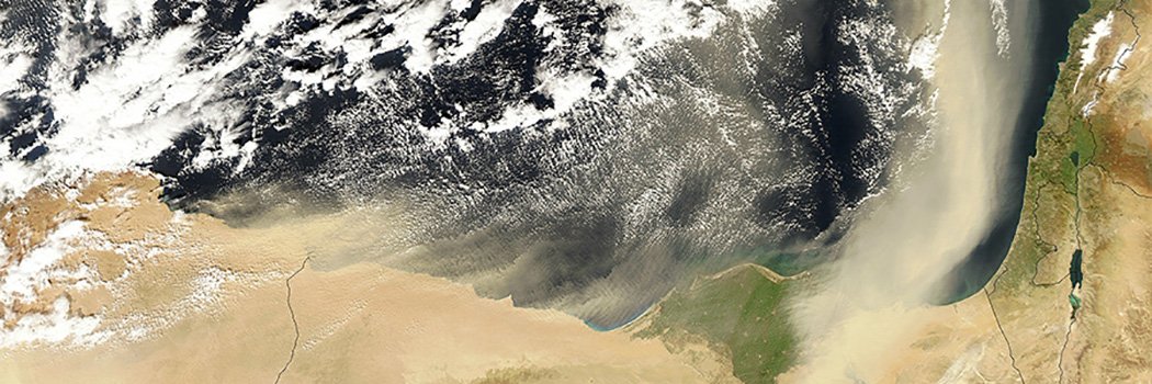 Satellitenfoto von Sandsturm über Ägypten