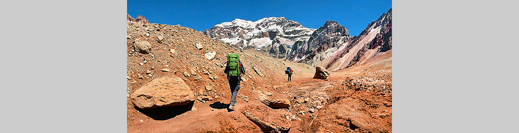Bergsteiger auf dem Weg zum Aconcagua